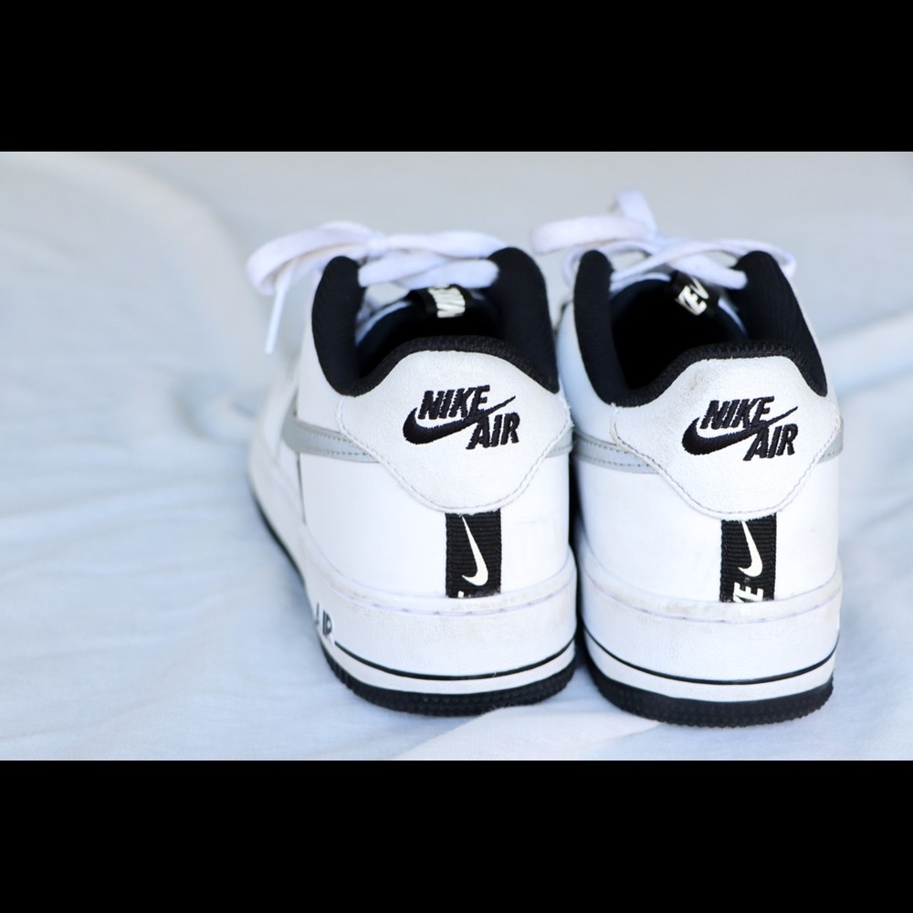 Nike airs black and white with reflective swoosh